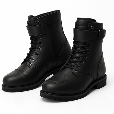 Black Distressed Heritage Motorcycle Touring Boots – Classic Leather Style with Modern Protection