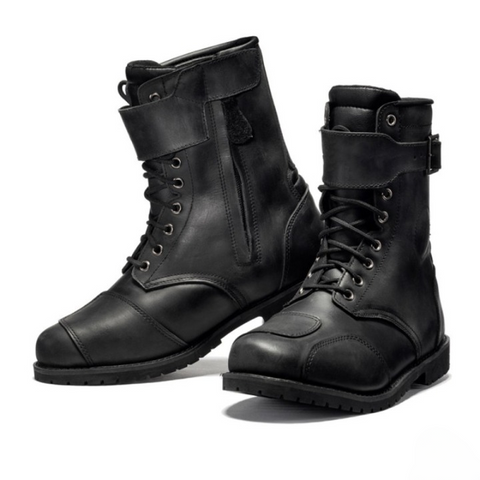 Black Distressed Heritage Motorcycle Touring Boots – Classic Leather Style with Modern Protection