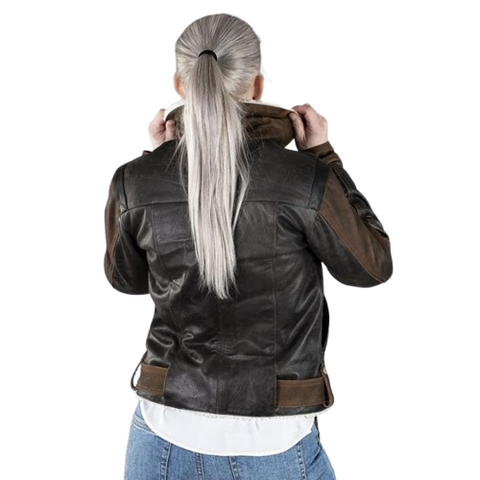 Heritage Vintage Aviator Shearling Leather Jacket for Women