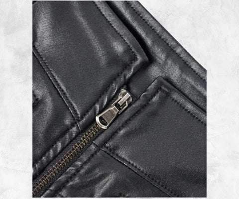 Handmade Black Leather Shorts - Slim Fit, Genuine Leather, Zip Closure, Stylish & Durable for Streetwear or Casual Outfits