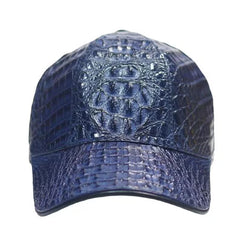 Handmade Genuine Crocodile Leather Baseball Cap | Blue Exotic Adjustable Hat for Men & Women | Luxury Premium Gift Idea