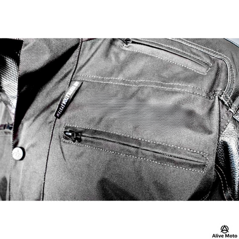 mens black textile motorcycle jacket with leather reinforced sleeves touring riding suit protective biker gear armored waterproof