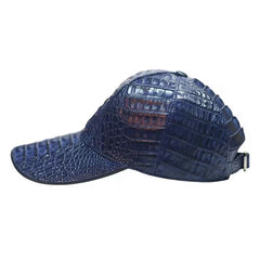 Handmade Genuine Crocodile Leather Baseball Cap | Blue Exotic Adjustable Hat for Men & Women | Luxury Premium Gift Idea