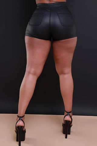 Zebaexf Black High Waist Faux Leather Shorts – Sexy Legging Fit, Casual Women’s Shorts, Sleek & Comfortable, Trendy Streetwear