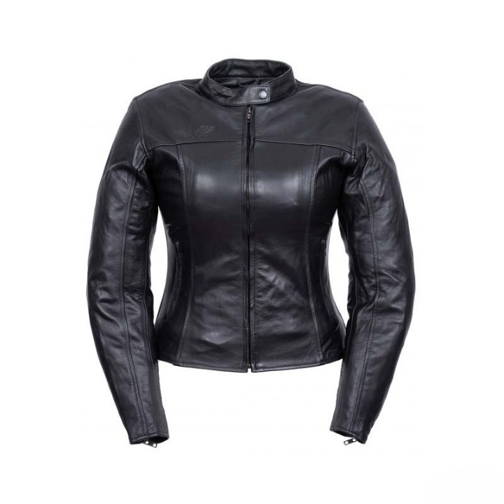womens black leather motorcycle jacket slim fit biker gear cafe racer ladies riding jacket protective stylish motorbike apparel