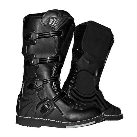 MX Defender Black Motorcycle Racing & Off-Road Boots – Heavy-Duty Protective Riding Footwear