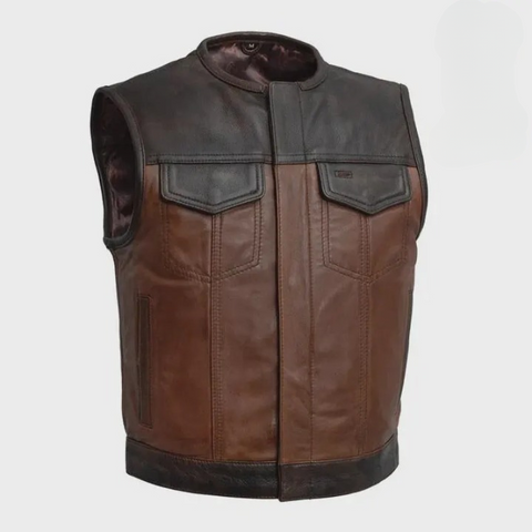 Men's Leather Vest | Handmade Biker cow leather Vest For Men's Motorcycle Leather Vest