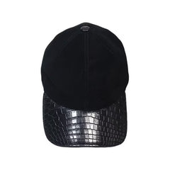 Handmade Genuine Crocodile Leather Baseball Cap | Black Velvet & Belly Skin | Adjustable Luxury Cap for Men and Women | Premium Gift Idea