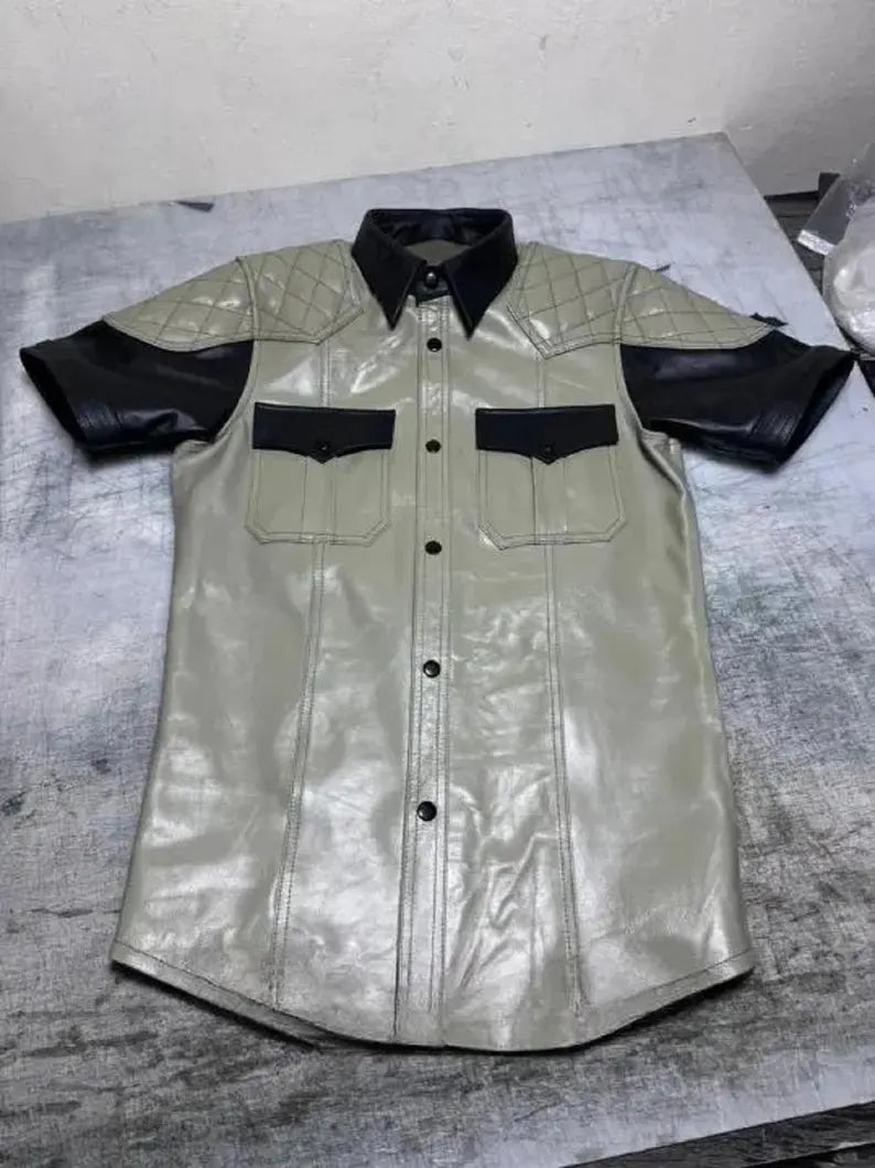 Men's Genuine Leather Shirt- Biker Leather shirt | Classic Design, Perfect for Casual & Biker Style
