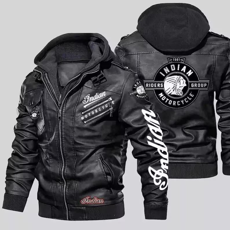Men's Indian Motorcycle Replica Biker Riding Jacket | Premium Real Cowhide Leather | Stylish & Durable, Perfect for Riders, Outdoor and Casual Wear