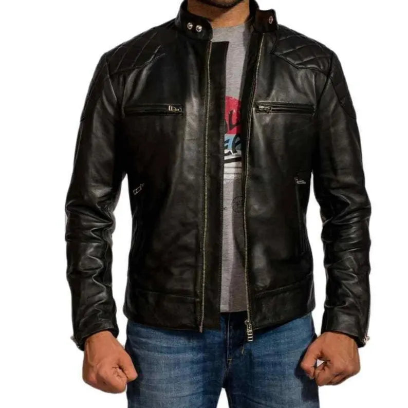 Men’s Genuine Leather Jacket – Cowhide Leather Jacket , Custom Fit Available