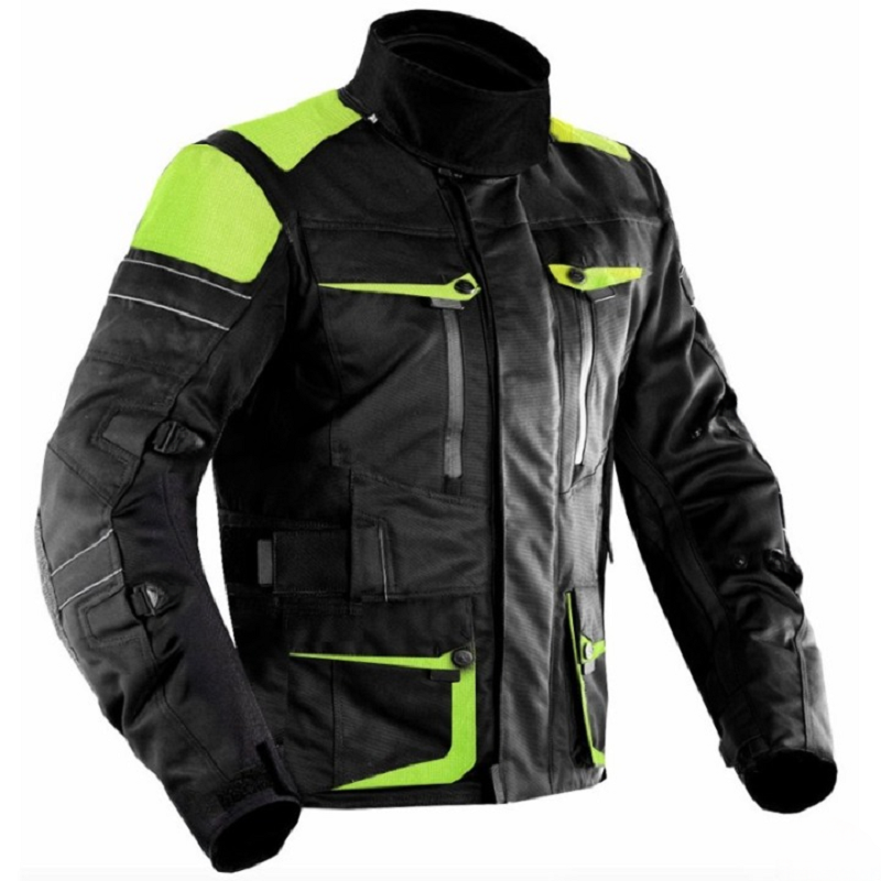 Premium Dynatech Lemon Flour Black Motorcycle Textile Jacket – Breathable, Armored, and All-Season Riding Gear for Men