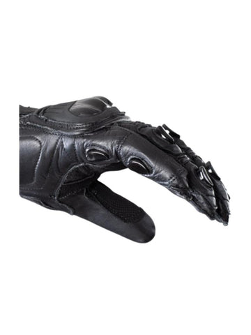Men’s Black Leather Motorcycle Gloves with Protective Shell and Breathable Grip