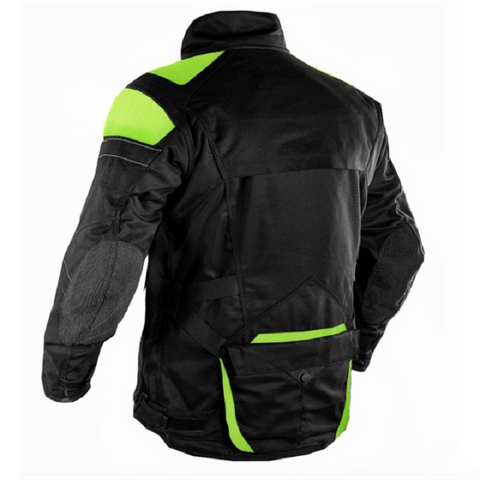 Premium Dynatech Lemon Flour Black Motorcycle Textile Jacket – Breathable, Armored, and All-Season Riding Gear for Men