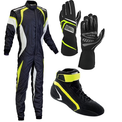 Go Kart Racing Suit Kit - Level 2 Protection, Digital Printed Suit with Karting Shoes & Gloves