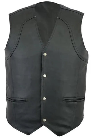 Black Leather Vest | Handmade Biker cow leather Vest For Men / special gift for someone special person .