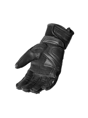 Men’s Black Leather Motorcycle Gloves with Protective Shell and Breathable Grip