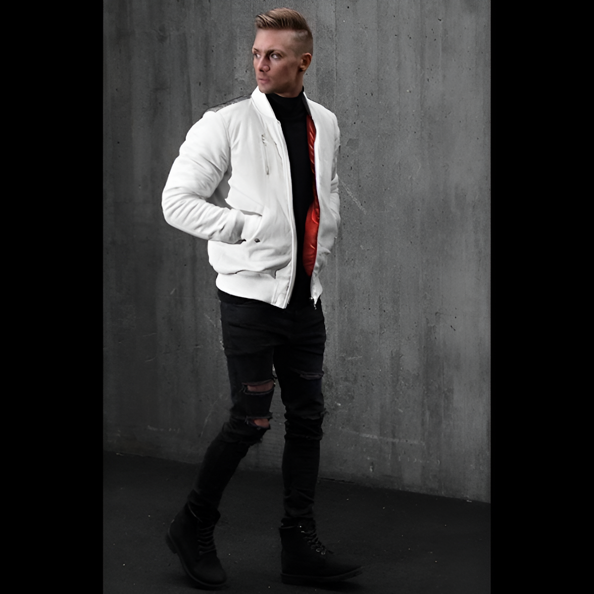 Urban White Street Bomber Jacket – Modern Minimalist Style for Everyday Wear