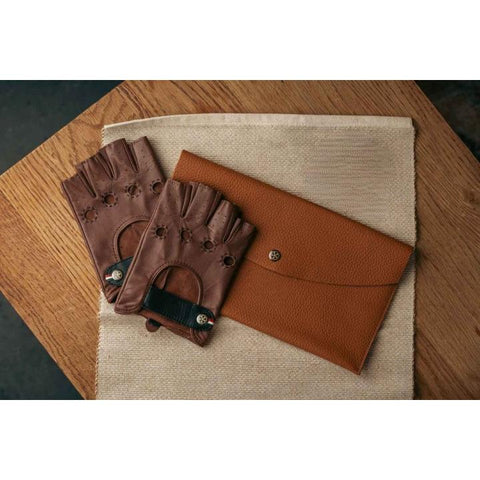 Classic Fingerless Leather Driving Gloves – Vintage Men’s Motoring Style