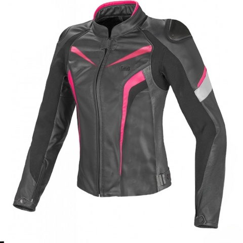 womens black pink motorcycle jacket racing sport biker leather gear protective riding coat stylish moto outerwear