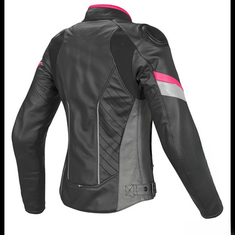womens black pink motorcycle jacket racing sport biker leather gear protective riding coat stylish moto outerwear