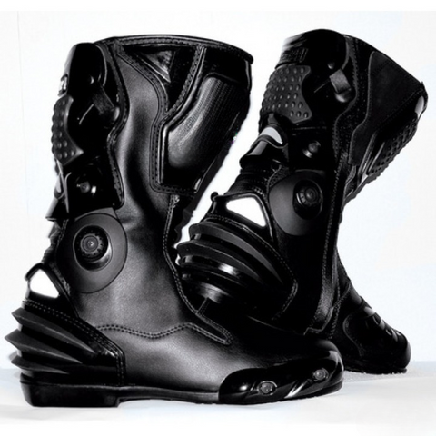 Performance Motorcycle Racing Boots – Black High-Protection Off-Road and Track Riding Footwear