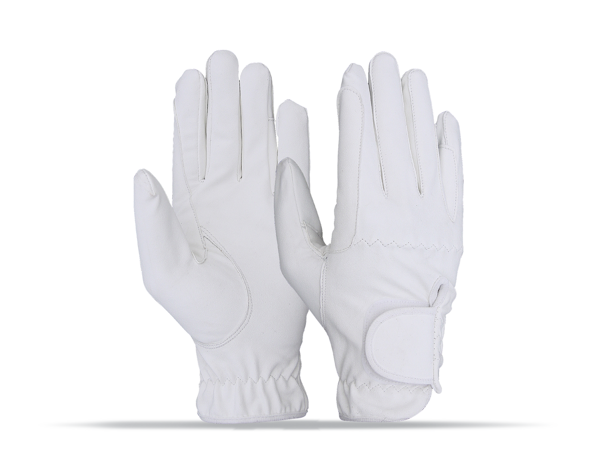 White Leather Horse Riding Gloves | Premium Equestrian Competition Gloves