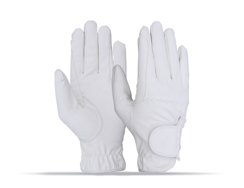 White Leather Horse Riding Gloves | Premium Equestrian Competition Gloves