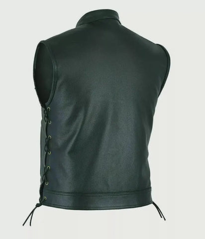 Premium Handmade Western-Style Leather Biker Vest for Men – Classic Fit | Genuine Cowhide | Perfect Gift