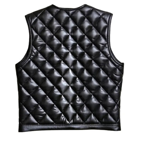 Black Leather Vest | Handmade Biker cow leather Puffer Vest For Men / special gift for someone special person .