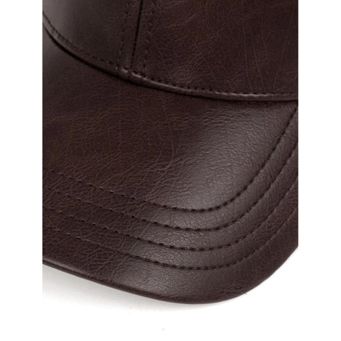 Dark Brown Real Genuine Leather Cap – Premium Unisex Leather Hat for Casual & Everyday Style