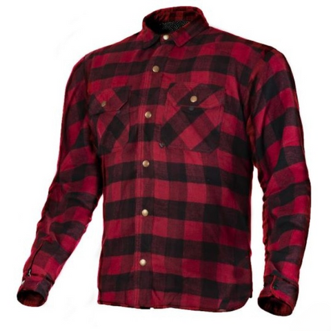 Premium Red & Black Flannel Motorcycle Riding Shirt