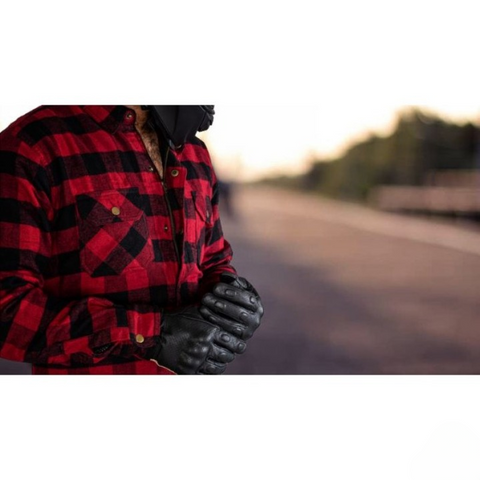 Premium Red & Black Flannel Motorcycle Riding Shirt