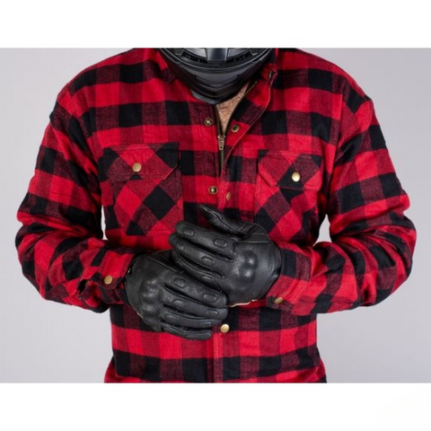 Premium Red & Black Flannel Motorcycle Riding Shirt