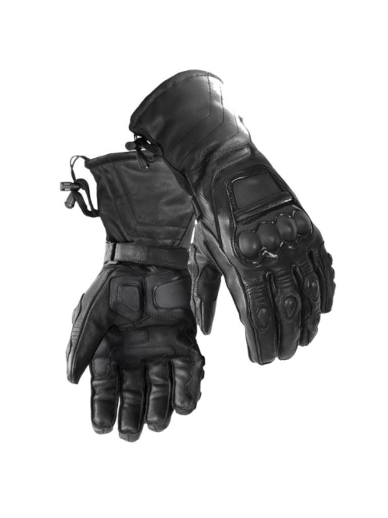 Men’s Black Full Gauntlet Motorcycle Gloves with Hard Knuckle Armor and Reinforced Protection