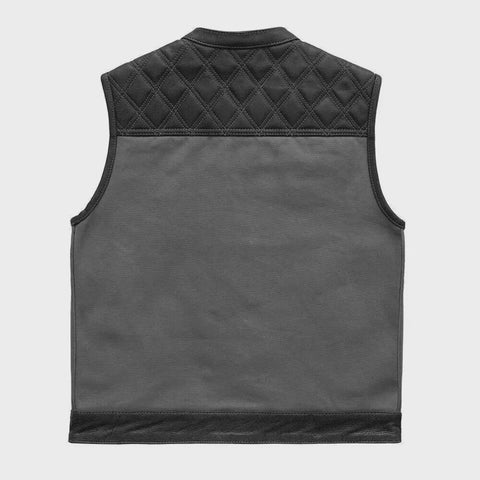 Men’s Black and Gray Leather/Denim Motorcycle Clubwear  Vest