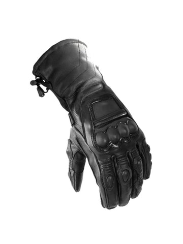 Men’s Black Full Gauntlet Motorcycle Gloves with Hard Knuckle Armor and Reinforced Protection