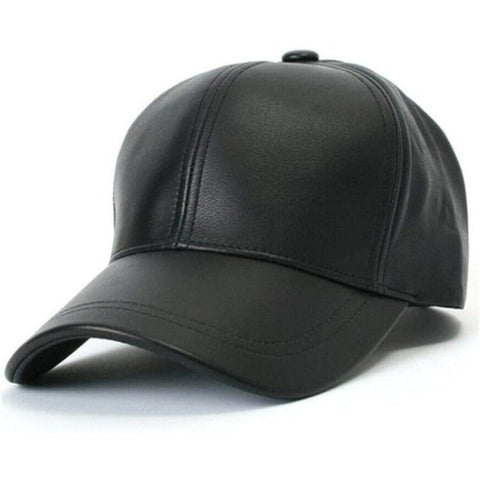 Black Real Genuine Leather Cap – Premium Unisex Leather Hat for Casual & Streetwear Style