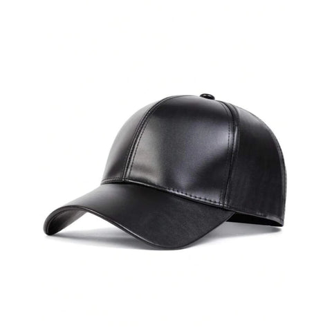 Black Real Genuine Leather Cap – Premium Unisex Leather Hat for Casual & Streetwear Style