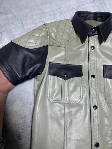 Men's Genuine Leather Shirt- Biker Leather shirt | Classic Design, Perfect for Casual & Biker Style