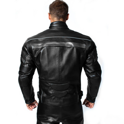 mens black leather motorcycle jacket racing gear armored biker riding coat protective stylish moto streetwear cafe racer jacket