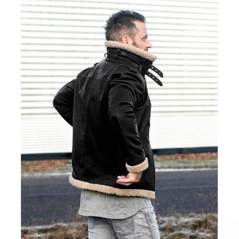 Supreme Shearling Classic Black Leather Jacket – Timeless Winter Aviator Style