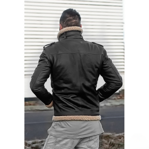 Supreme Shearling Classic Black Leather Jacket – Timeless Winter Aviator Style