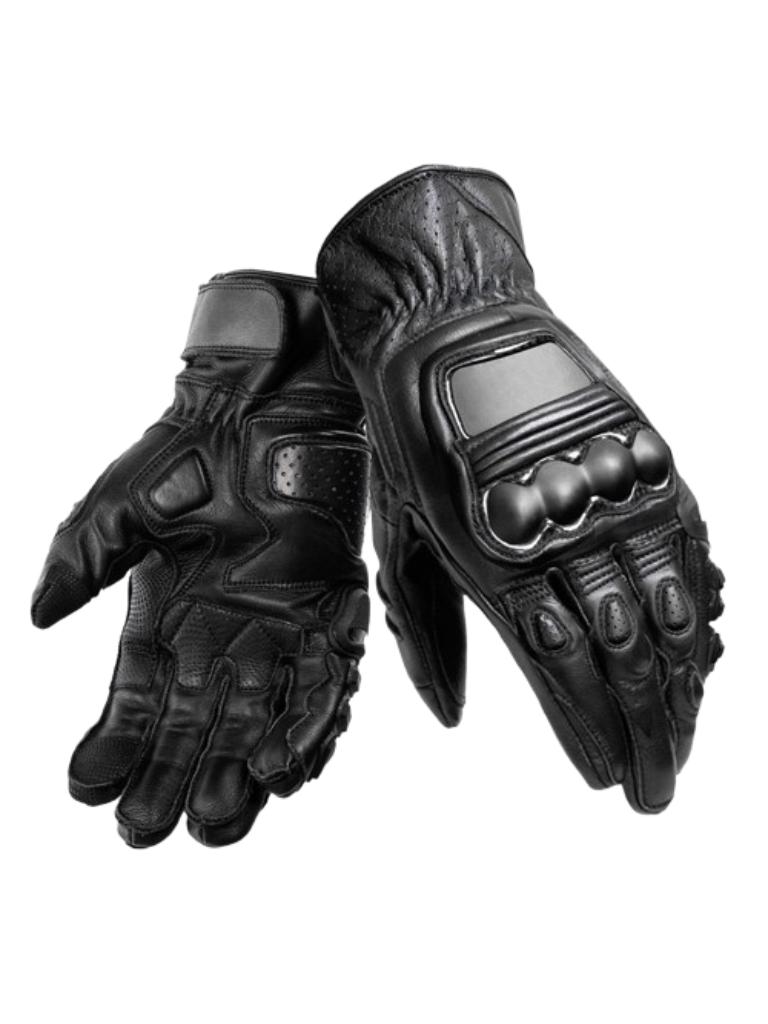 Men’s Short Cuff Leather Motorcycle Riding Gloves with Knuckle Armor and Breathable Design
