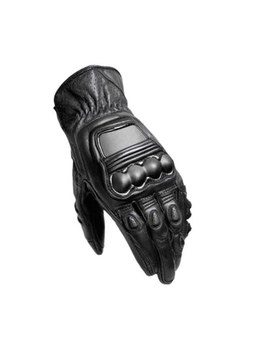 Men’s Short Cuff Leather Motorcycle Riding Gloves with Knuckle Armor and Breathable Design