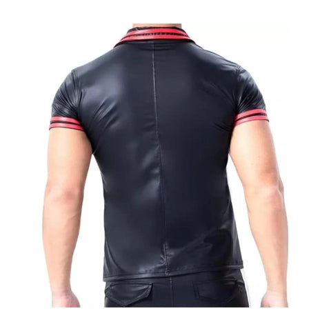 Men's Shiny Leather T-Shirt Soft Matte Short Sleeve Stylish Clubwear Biker Fashion Outfit for Men