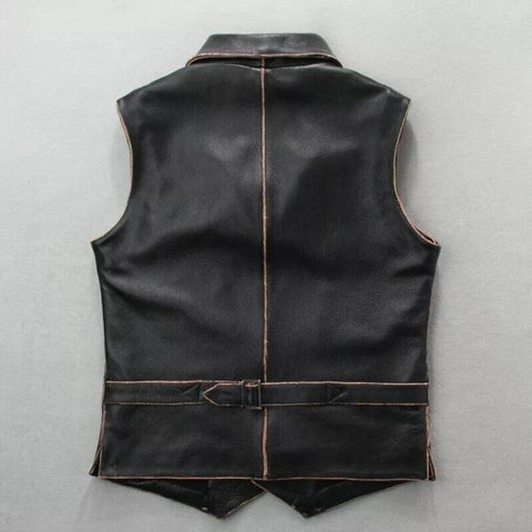 Black Leather Vest | Handmade Biker cow leather Vest For Men / special gift for someone special person .