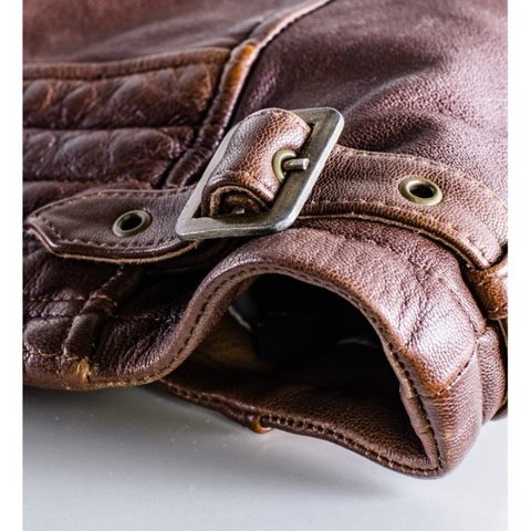 mens brown leather motorcycle jacket vintage biker wear slim fit moto protective gear stylish casual riding coat with zipper durable