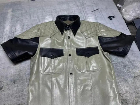 Men's Genuine Leather Shirt- Biker Leather shirt | Classic Design, Perfect for Casual & Biker Style