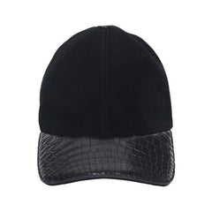 Handmade Genuine Crocodile Leather Baseball Cap | Black Velvet & Belly Skin | Adjustable Luxury Cap for Men and Women | Premium Gift Idea